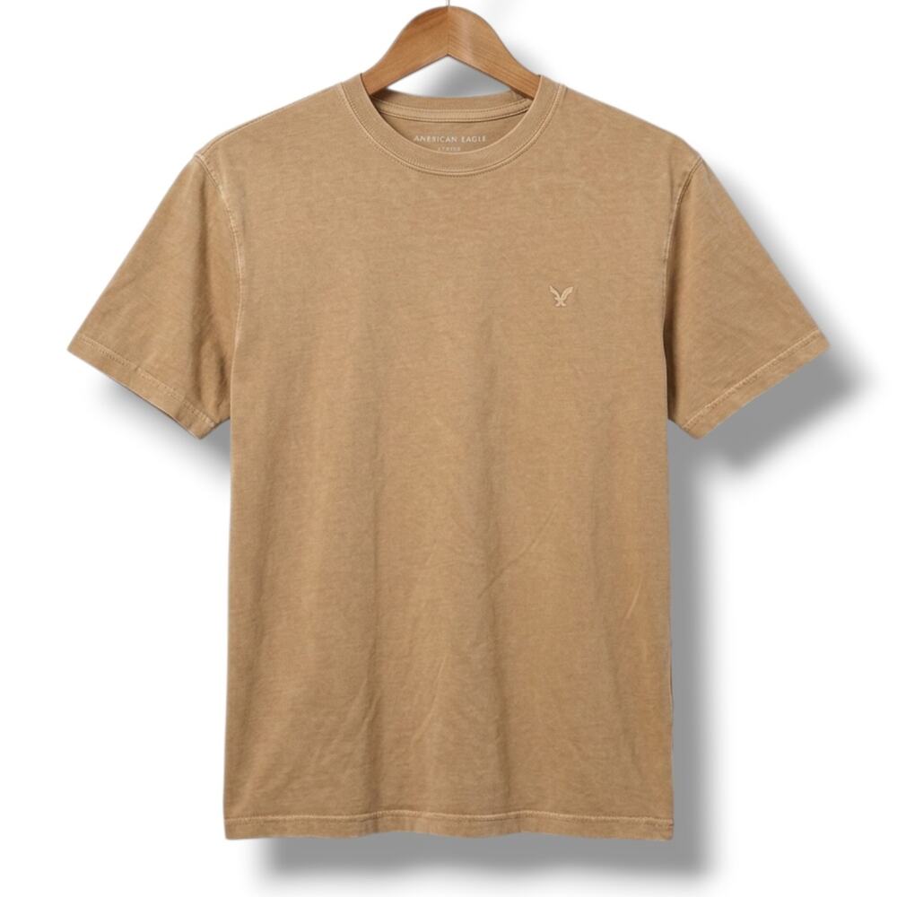 American Eagle Men's Small Tan Super Soft Standard Fit Crew Neck T-Shirt